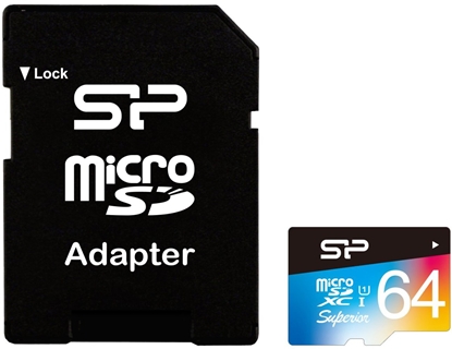 Picture of Silicon Power memory card microSDXC 64GB Superior UHS-I U1 + adapter