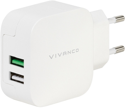 Изображение Vivanco charger USB 2,4A/1A, white (37563)