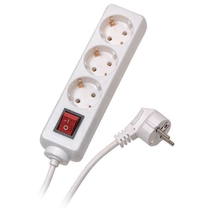 Изображение Vivanco extension cord 3 sockets 1.4m with switch, white (28256)