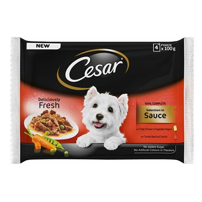 Изображение Barība suņiem Cesar vistas un liellopu 4-paka 400g