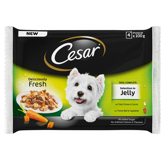 Изображение Barība suņiem Cesar vistas un liellopu 4-paka 400g