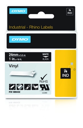 Attēls no Dymo Rhino 6000+ Vinyl 24 mm x 5,5 m white to black
