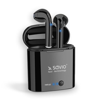 Picture of Savio TWS-02 Wireless Bluetooth Earphones, Black