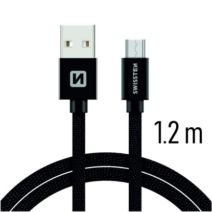 Attēls no Swissten Textile Quick Charge Universal Micro USB Data and Charging Cable 1.2m