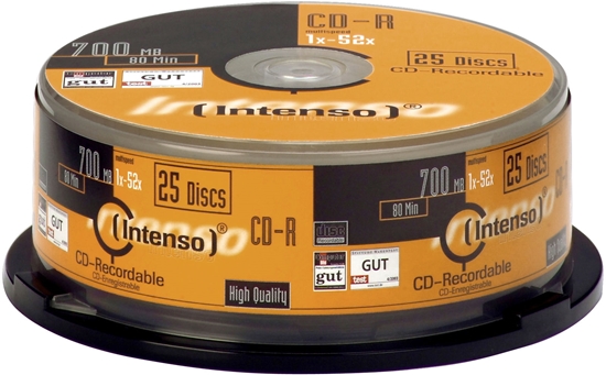 Изображение 1x25 Intenso CD-R 80 / 700MB 52x Speed, Cakebox Spindle