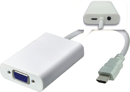 Изображение Adapter AV MicroConnect HDMI - D-Sub (VGA) + Jack 3.5mm biały (HDMVGA2)
