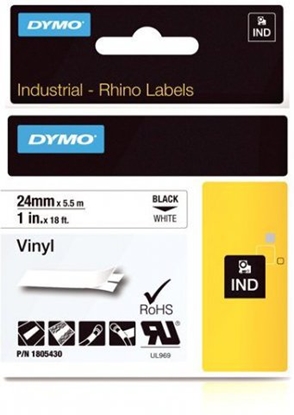 Attēls no Dymo Rhino 6000+ Vinyl 24 mm x 5,5 m black to white