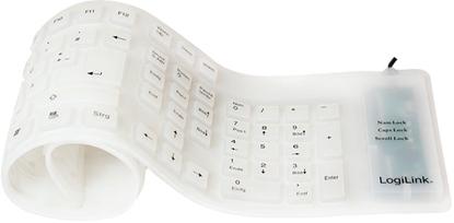 Изображение LogiLink Tastatur USB / PS/2 Flexibel Wasserfest weiß