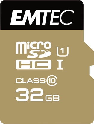 Attēls no EMTEC MicroSD Card  32GB SDHC UHSI U1 CL.10 Gold + Adapter