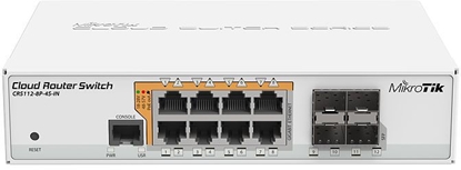 Attēls no Switch|MIKROTIK|8x10Base-T / 100Base-TX / 1000Base-T|4xSFP|1xConsole|CRS112-8P-4S-IN
