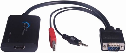 Изображение Adapter AV MicroConnect D-Sub (VGA) - HDMI + USB-A + Jack 3.5mm czarny (MONGGHDMI)