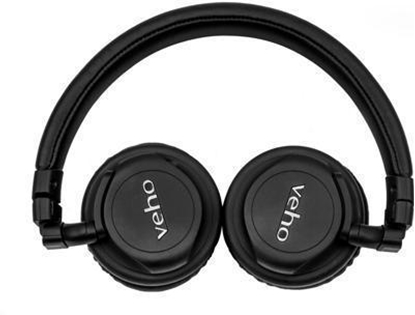 Attēls no Veho Z-4 On-Ear Wired Headphones | Foldable Design | Leather Finish | Microphone | Remote Control - Black (VEP-009-Z4)