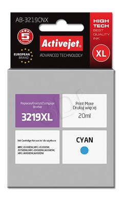 Attēls no Activejet AB-3219CNX Ink cartridge (replacement for Brother LC3219C XL; Supreme; 20 ml; cyan)