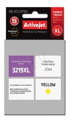 Attēls no Activejet AB-3219YNX Ink Cartridge (replacement for Brother LC3219Y XL ; Supreme; 20 ml; yellow)