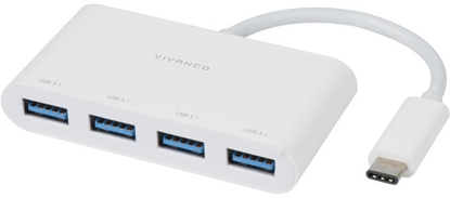Attēls no Vivanco USB hub 4-port USB-C Super Speed (45384)