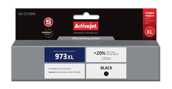 Изображение Activejet AH-973BRX ink (replacement for HP 973XL L0S07AE; Premium; 220 ml; black)