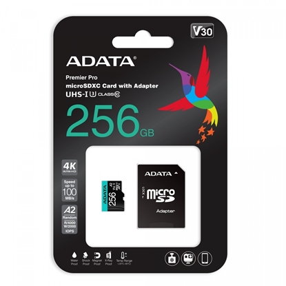 Picture of MEMORY MICRO SDXC 256GB W/AD./AUSDX256GUI3V30SA2-RA1 ADATA