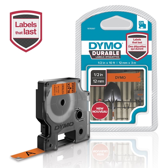 Picture of Dymo D1 Durable Labels 12 mm x 3 m black to orange
