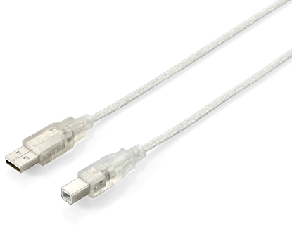 Attēls no Equip USB 2.0 Type A to Type B Cable, 1.0m , Transparent silver