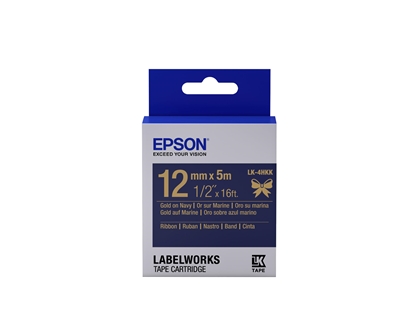 Attēls no Epson Label Cartridge Satin Ribbon LK-4HKK Gold/Navy 12mm (5m)