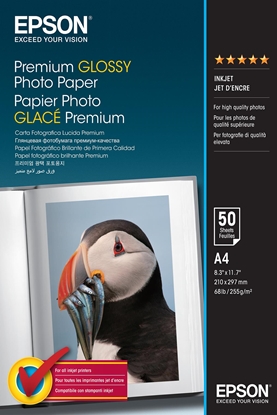 Picture of Epson Premium Glossy Photo Paper - A4 - 50 Sheets