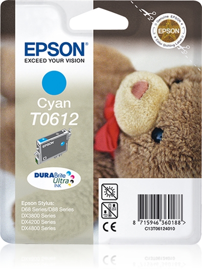 Picture of Epson Teddybear Singlepack Cyan T0612 DURABrite Ultra Ink