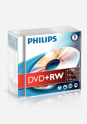 Изображение 1x5 Philips DVD+RW 4,7GB 4x JC