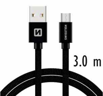 Attēls no Swissten Textile Quick Charge Universal Micro USB Data and Charging Cable 3m