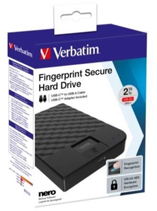Picture of Verbatim Fingerprint Secure  2TB USB 3.1 Gen 1 USB-C 2,5