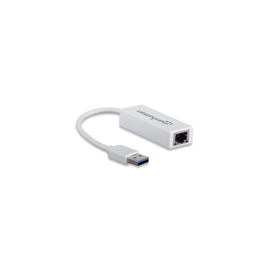 Picture of Manhattan USB-A Fast Ethernet Adapter, 10/100 Mbps Network, 480 Mbps (USB 2.0), Hi-Speed USB, RJ45, White, Three Year Warranty, Blister