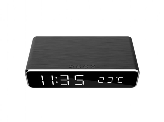 Picture of Gembird Digital alarm clock with wireless charging function Black