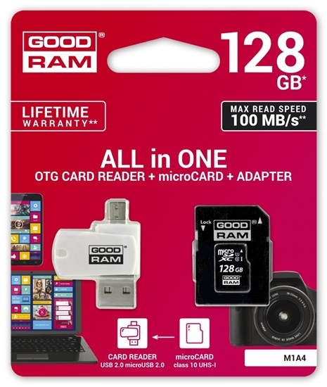 Picture of Goodram MicroSDXC 128GB Class 10 UHS I + Card reader + adapter