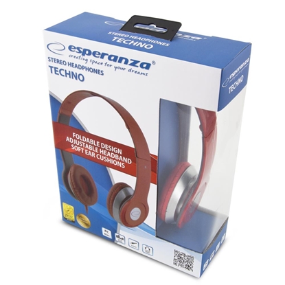 Attēls no Esperanza EH145R headphones/headset Wired Head-band Music Red