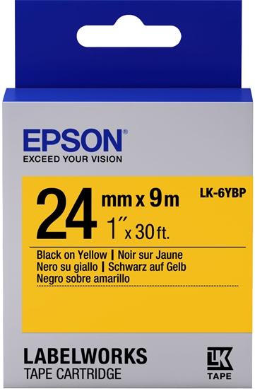 Изображение Epson Label Cartridge Pastel LK-6YBP Black/Yellow 24mm (9m)