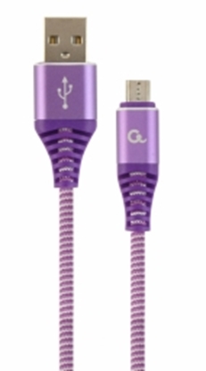 Изображение Gembird USB Male - Micro USB Male Premium cotton braided 2m Purple/White