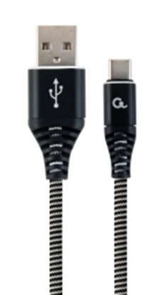 Attēls no Gembird USB Male - USB Type C Male Premium cotton braided 2m Black
