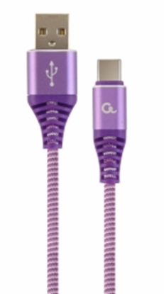 Attēls no Gembird USB Male - USB Type C Male Premium cotton braided 2m Purple/White