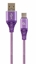 Attēls no Gembird USB Male - USB Type C Male Premium cotton braided 2m Purple/White