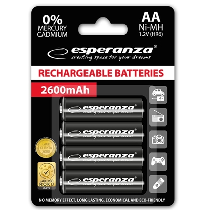 Изображение Esperanza EZA106 PRECHARGED HR6 2600MAH ALWAYS READY BLISTER PACK 4PCS.