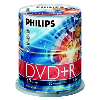 Attēls no PHILIPS DVD+R 4.7GB CAKE BOX 100