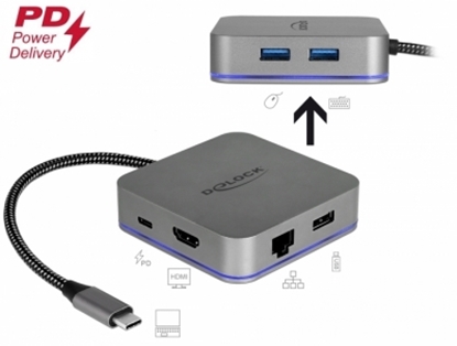 Изображение Delock USB Type-C™ Docking Station for Mobile Devices 4K - HDMI / Hub / LAN / PD 3.0 with LED illumination