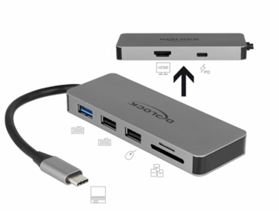 Picture of Delock USB Type-C™ Docking Station for Mobile Devices 4K - HDMI / Hub / SD / PD 2.0