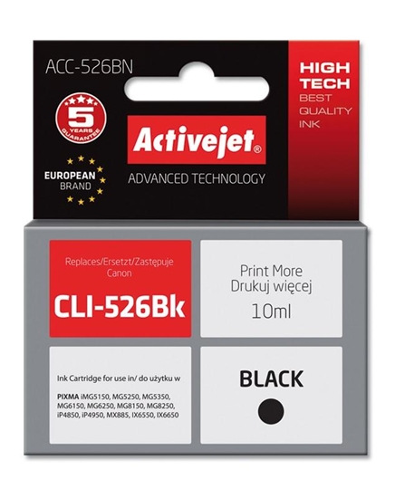Picture of Activejet ACC-526BN Ink (replacement for Canon CLI-526Bk; Supreme; 10 ml; black)