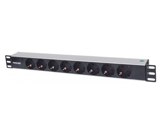 Picture of Intellinet 19" 1.5U Rackmount 8-Way Power Strip - German Type", With LED Indicator Only, No Surge Protection, 1.6m Power Cord