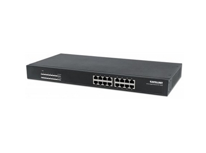 Изображение Intellinet 16-Port Gigabit Ethernet PoE+ Switch, 16 x PoE ports, IEEE 802.3at/af Power-over-Ethernet (PoE+/PoE), Endspan, Rackmount (Euro 2-pin plug)