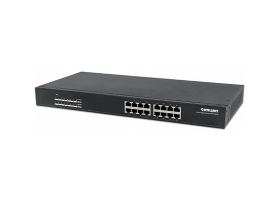 Picture of Intellinet 16-Port Gigabit Ethernet PoE+ Switch, 16 x PoE ports, IEEE 802.3at/af Power-over-Ethernet (PoE+/PoE), Endspan, Rackmount (Euro 2-pin plug)