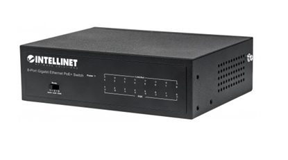 Picture of Intellinet 8-Port Gigabit Ethernet PoE+ Switch, IEEE 802.3at/af Power over Ethernet (PoE+/PoE) Compliant, 60 W, Desktop (Euro 2-pin plug)