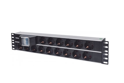 Attēls no Intellinet 19" 2U Rackmount 15-Way Power Strip - German Type", With Double Air Switch, 3m Power Cord