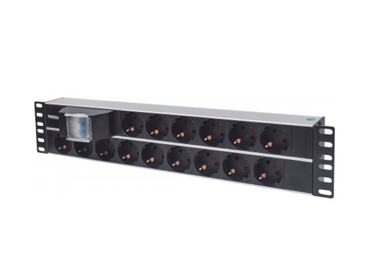Изображение Intellinet 19" 2U Rackmount 15-Way Power Strip - German Type", With Double Air Switch, 3m Power Cord