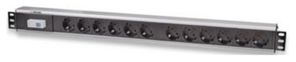 Attēls no Intellinet Vertical Rackmount 12-Way Power Strip - German Type, With Single Air Switch, No Surge Protection (Euro 2-pin plug)